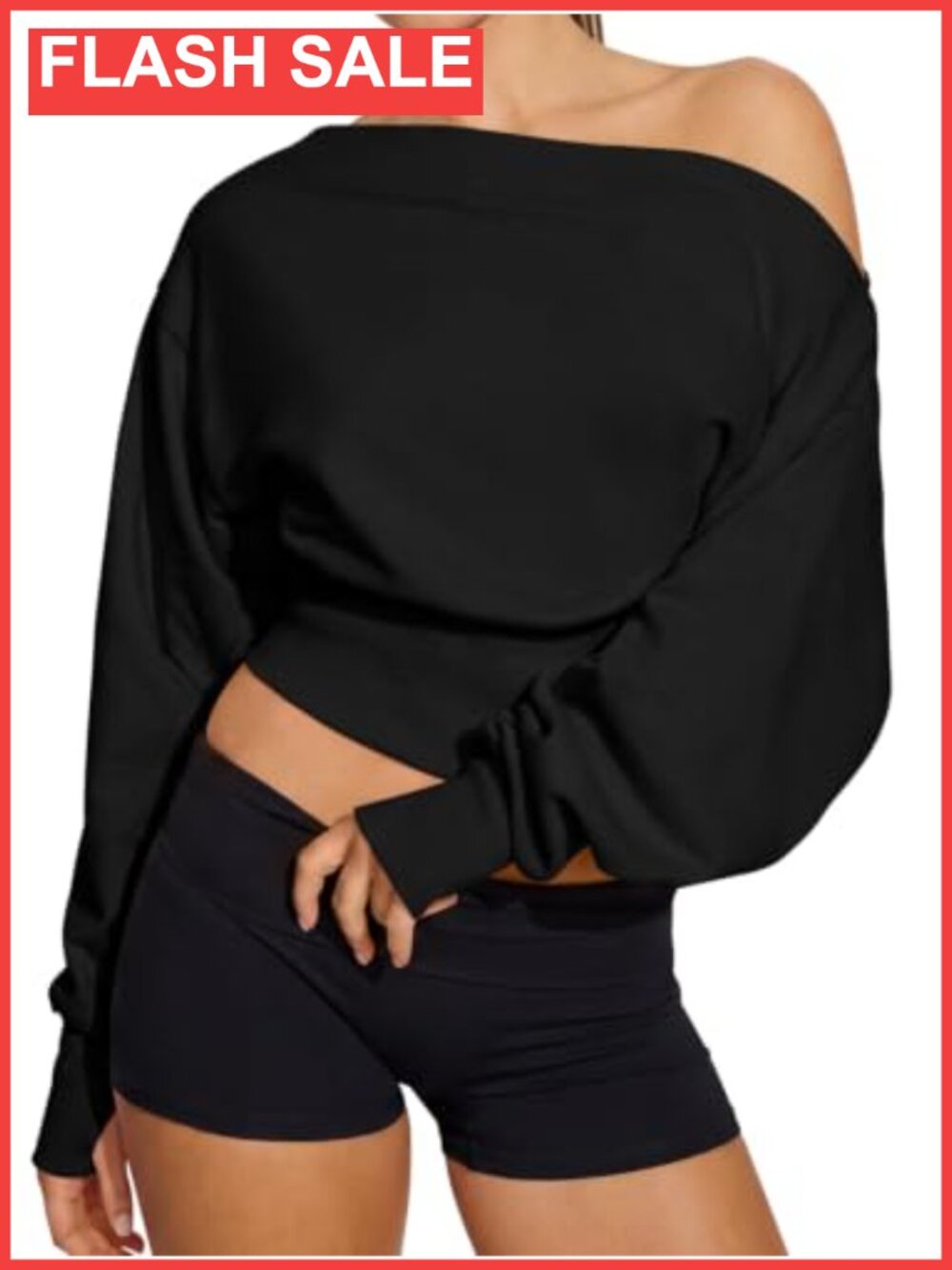 Womens Off Shoulder Oversized Batwing Sleeve Sweatshirt